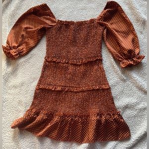 Ruffle Orange/Brown Polka Dot Dress